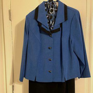 Vintage Sag Harbor 2 Piece Skirt Suit with attached Scarf 18W Petite